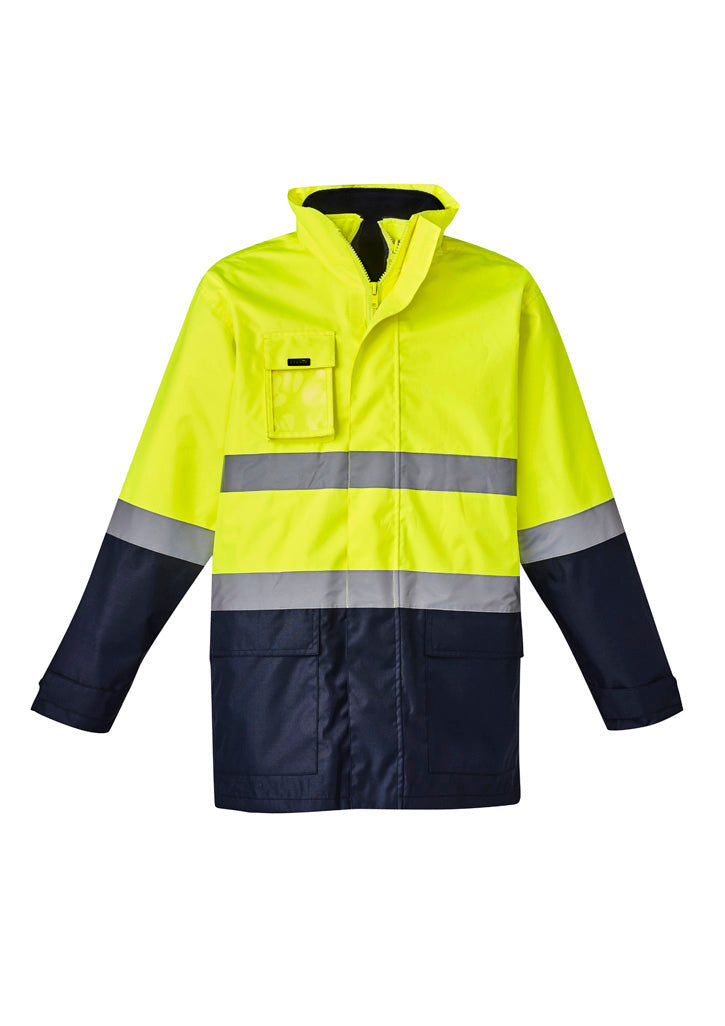 Mens Hi Vis Basic 4 In 1 Waterproof Jacket in Yellow/Navy