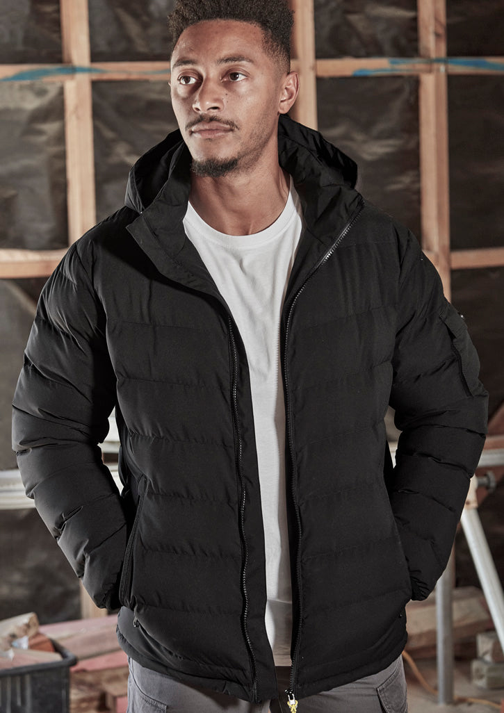 Unisex Streetworx Hooded Puffer Jacket in Black