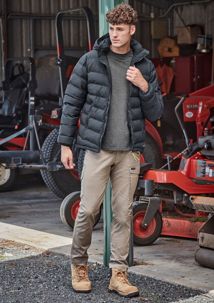 Unisex Streetworx Hooded Puffer Jacket in Charcoal Blue