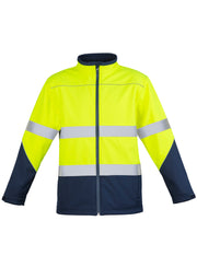 Unisex Hi Vis Softshell Jacket in Yellow/Navy