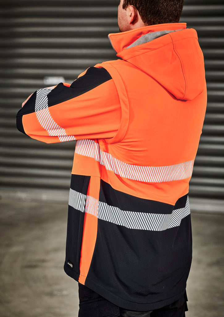 Unisex Streetworx 2 In 1 Stretch Softshell Jacket in Orange/Navy