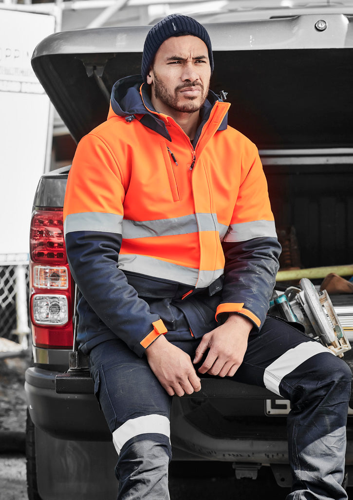 Unisex Hi Vis Antarctic Softshell Jacket in Orange/Navy
