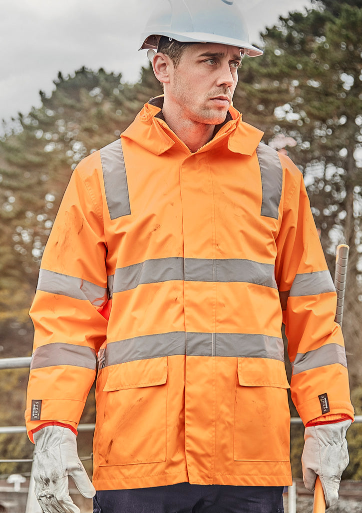 Unisex Hi Vis VIC Rail 4 In 1 Waterproof Jacket in Orange