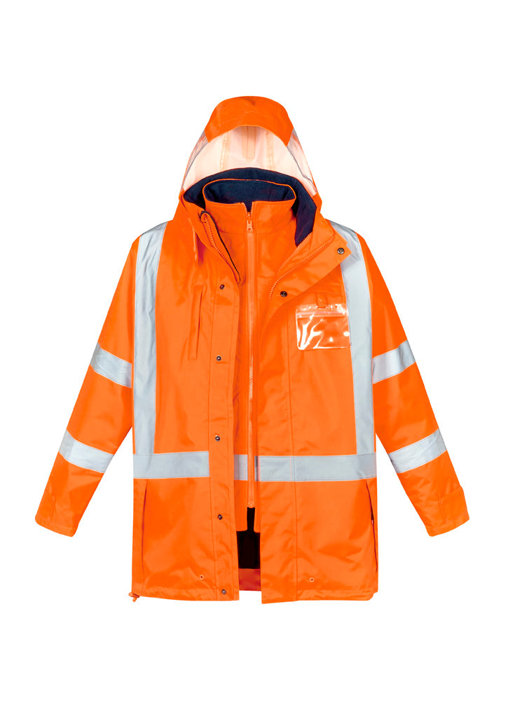 Mens Hi Vis X Back 4 In 1 Waterproof Jacket in Orange/Navy