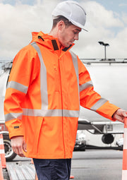 Mens Hi Vis X Back Heavy Duty Waterproof Jacket in Orange