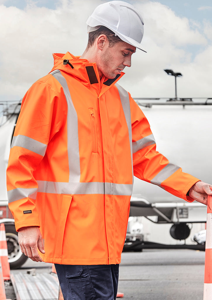 Mens Hi Vis X Back Heavy Duty Waterproof Jacket in Orange