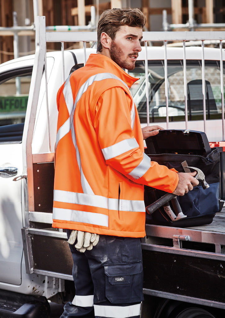 Unisex Hi Vis X Back 2 In 1 Softshell Jacket in Orange