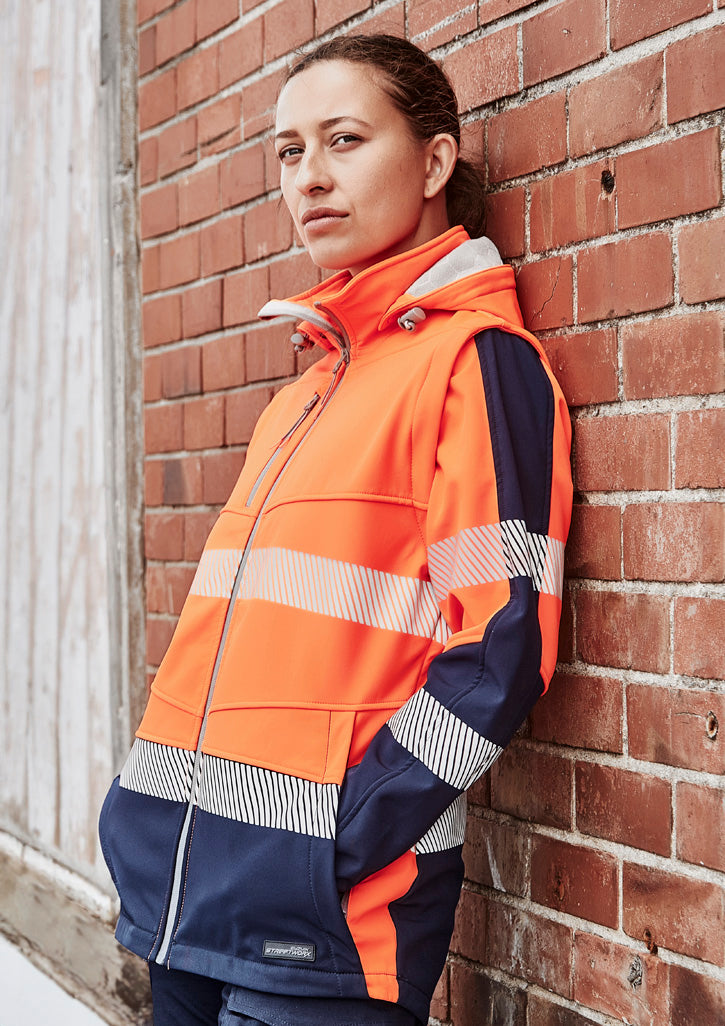 Womens Streetworx 2 In 1 Stretch Softshell Jacket in Orange/Navy