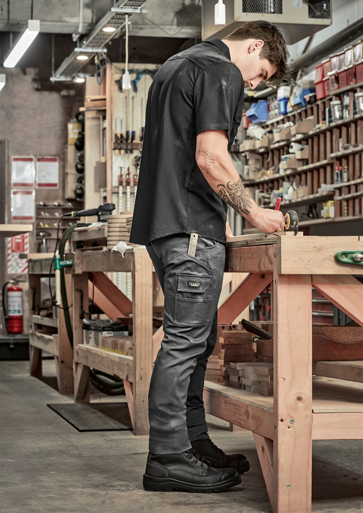 Mens Essential Basic Stretch Cargo Pant in Charcoal