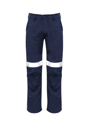 Mens Orange Flame Traditional Style Taped Work Pant in Navy