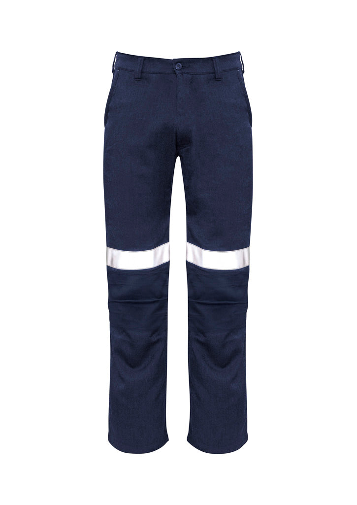 Mens Orange Flame Traditional Style Taped Work Pant in Navy