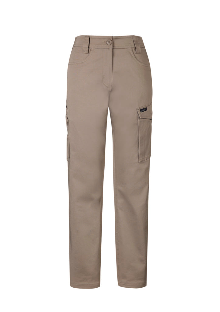 Womens Essential Basic Stretch Cargo Pant in Khaki