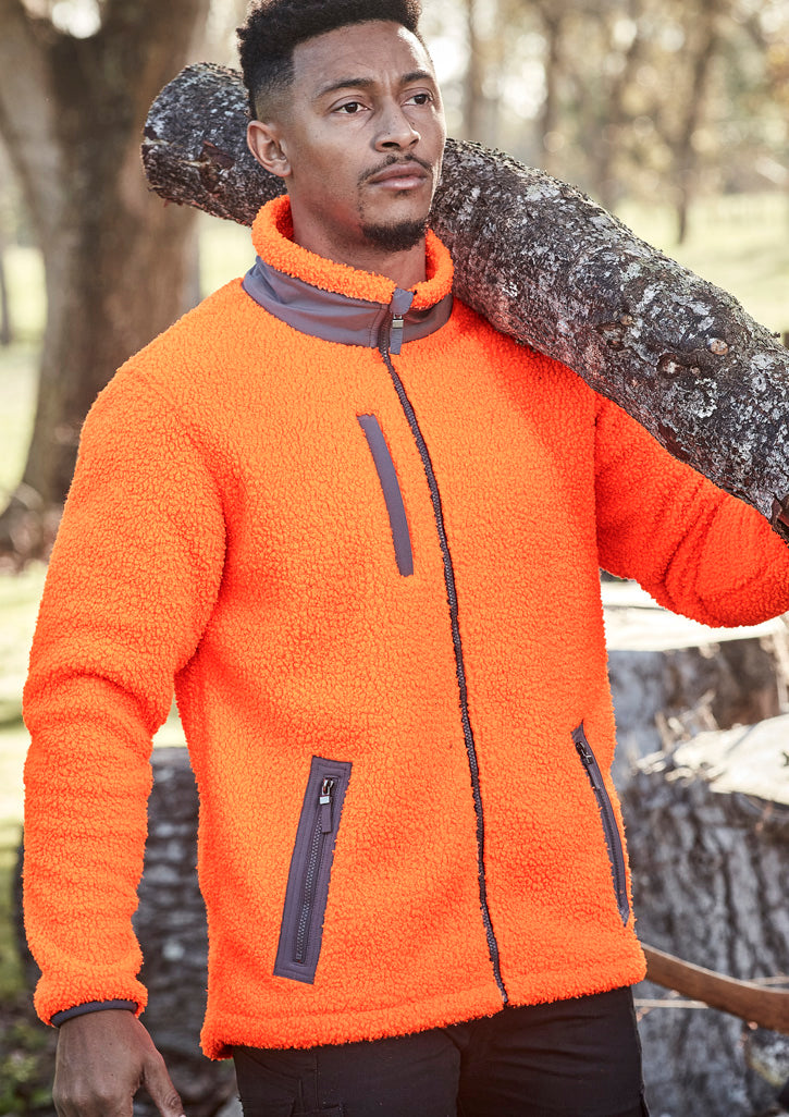 Unisex Streetworx Full Zip Sherpa Fleece in Orange