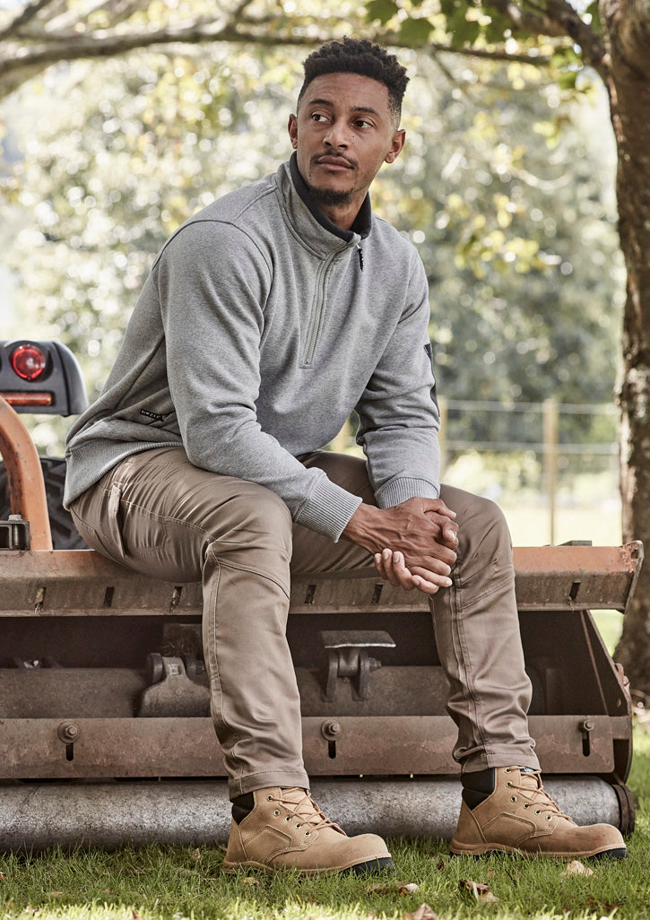 Unisex 1/4 Zip Brushed Fleece Pullover in Grey Marle/Charcoal