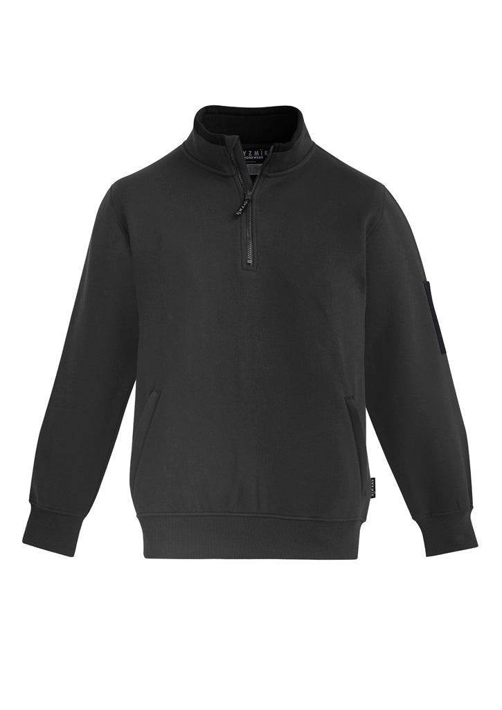Unisex 1/4 Zip Brushed Fleece Pullover in Charcoal/Black