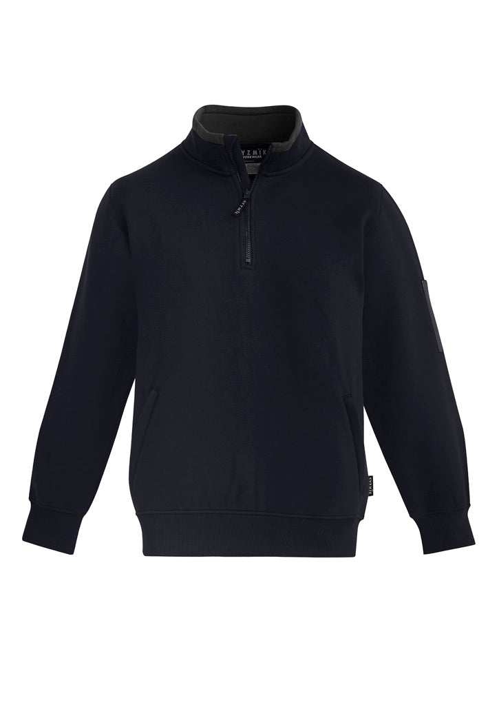 Unisex 1/4 Zip Brushed Fleece Pullover in Navy/Charcoal