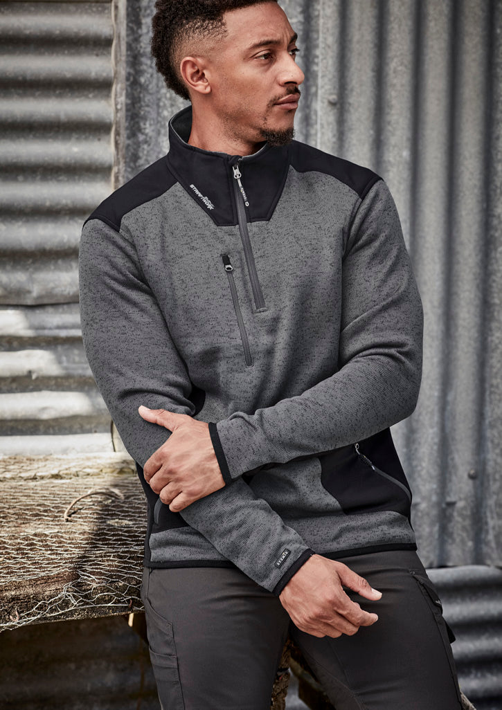 Unisex Streetworx Reinforced Knit 1/2 Zip Pullover in Gunmetal