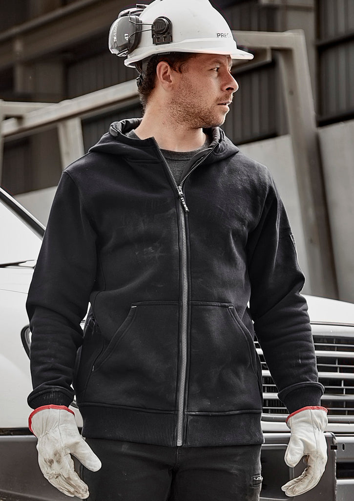 Unisex Zip Front Multi-Pocket Hoodie in Black/Charcoal