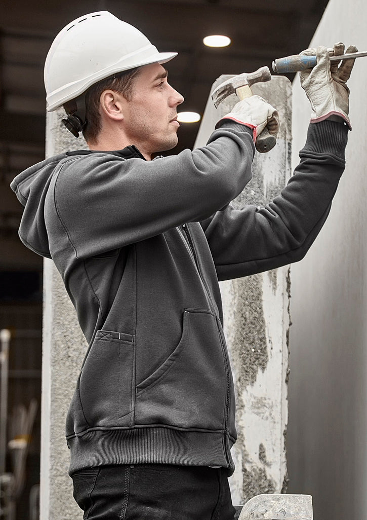Unisex Zip Front Multi-Pocket Hoodie in Charcoal/Black