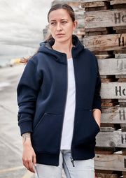 Unisex Zip Front Multi-Pocket Hoodie in Navy/Charcoal