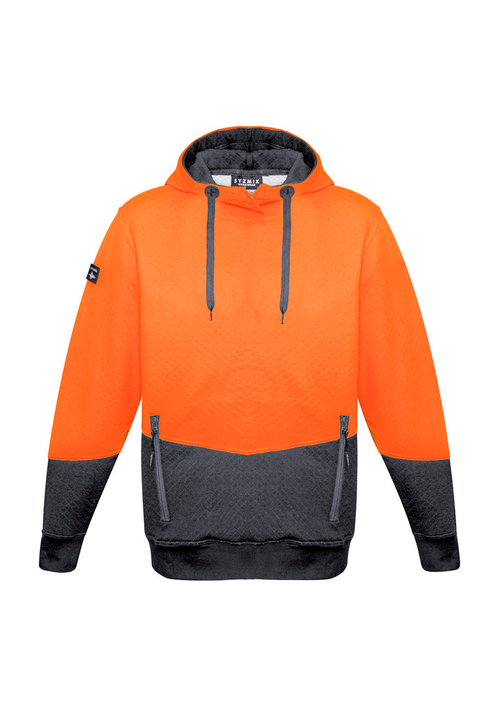 Unisex Hi Vis Textured Jacquard Hoodie in Orange/Charcoal