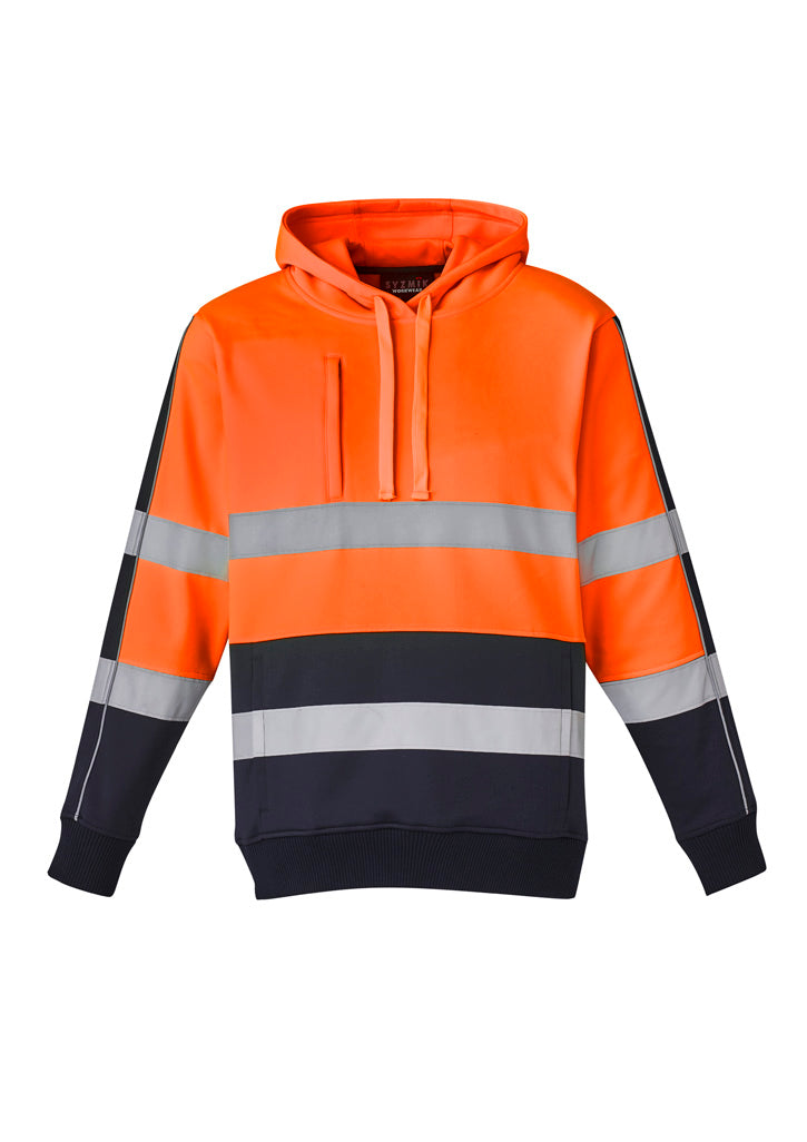 Unisex Hi Vis Stretch Taped Hoodie in Orange/Navy