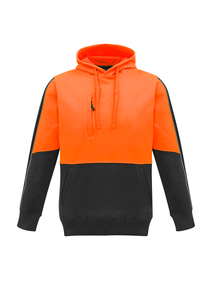 Unisex Hi Vis Pullover Hoodie in Orange/Charcoal