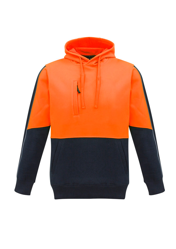 Unisex Hi Vis Pullover Hoodie in Orange/Navy