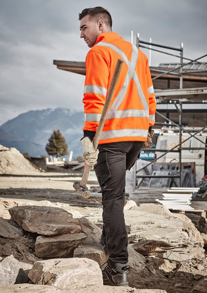 Unisex Hi Vis X Back Rail Jumper in Orange