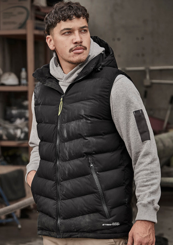 Unisex Streetworx Hooded Puffer Vest in Black