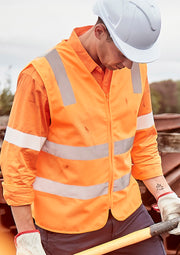 Unisex Hi Vis VIC Rail Zip Vest in Orange