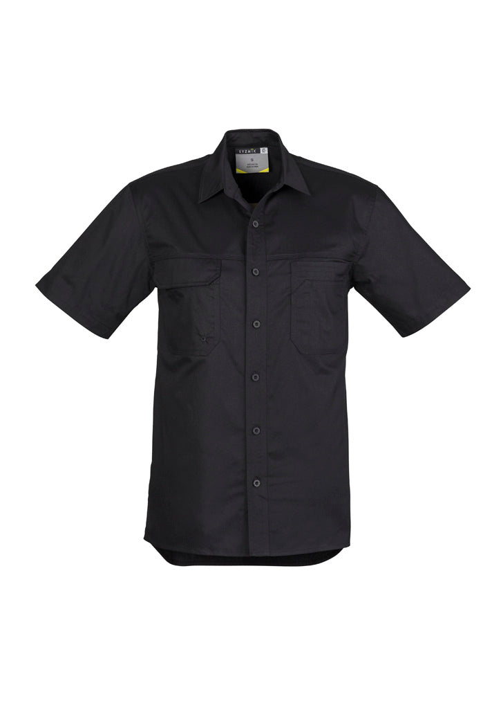 Mens Lightweight Tradie Short Sleeve Shirt in Black