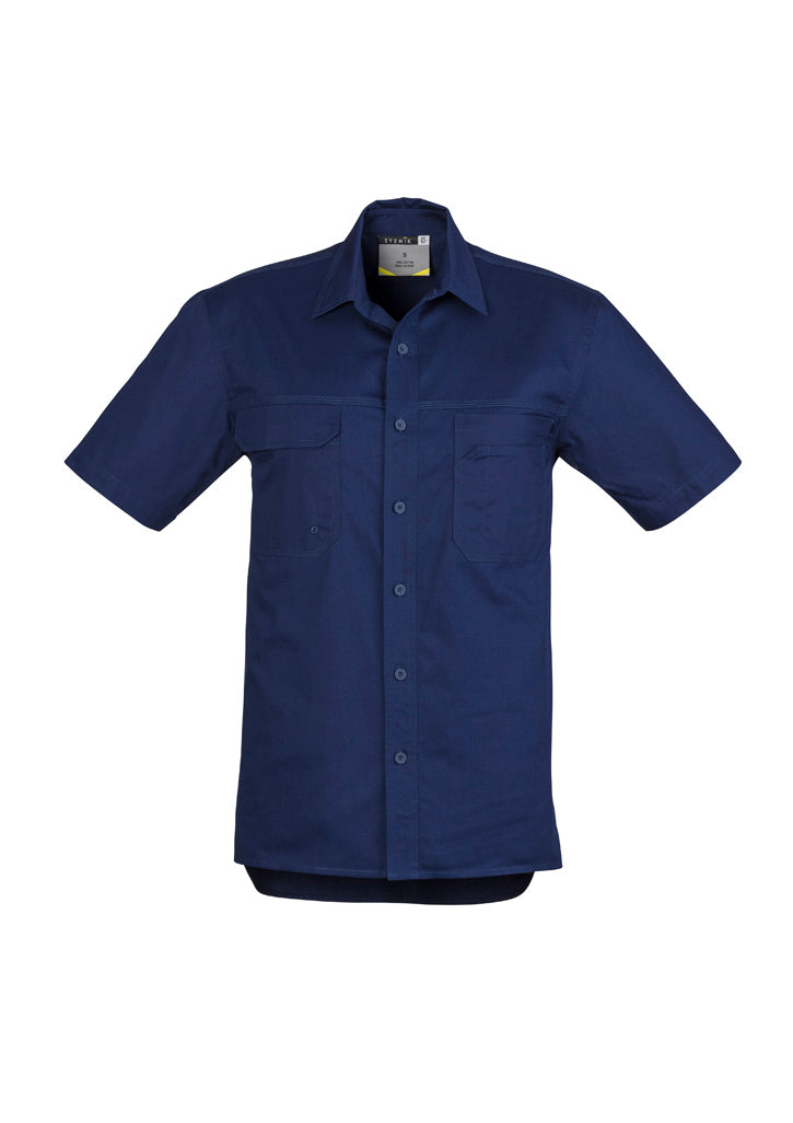 Mens Lightweight Tradie Short Sleeve Shirt in Blue