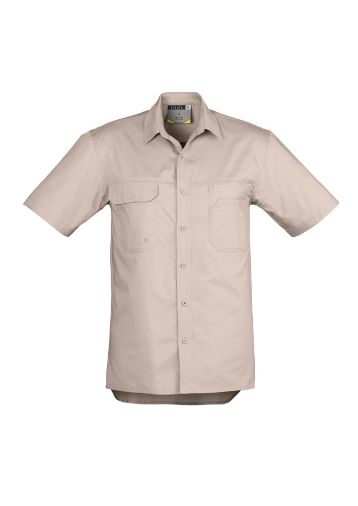 Mens Lightweight Tradie Short Sleeve Shirt in Sand