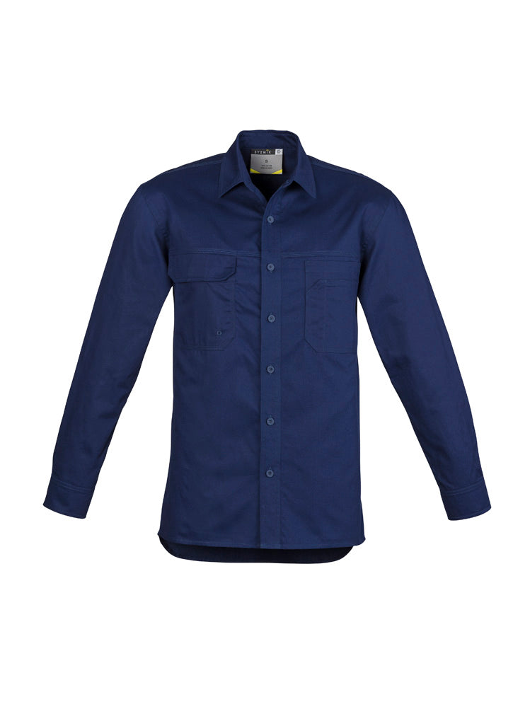 Mens Lightweight Tradie Long Sleeve Shirt in Blue