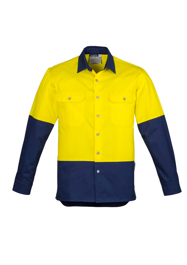 Mens Industrial Long Sleeve Shirt in Yellow/Navy