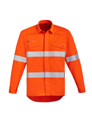 Mens Orange Flame Hi Vis Open Front Shirt - Hoop Taped in Orange