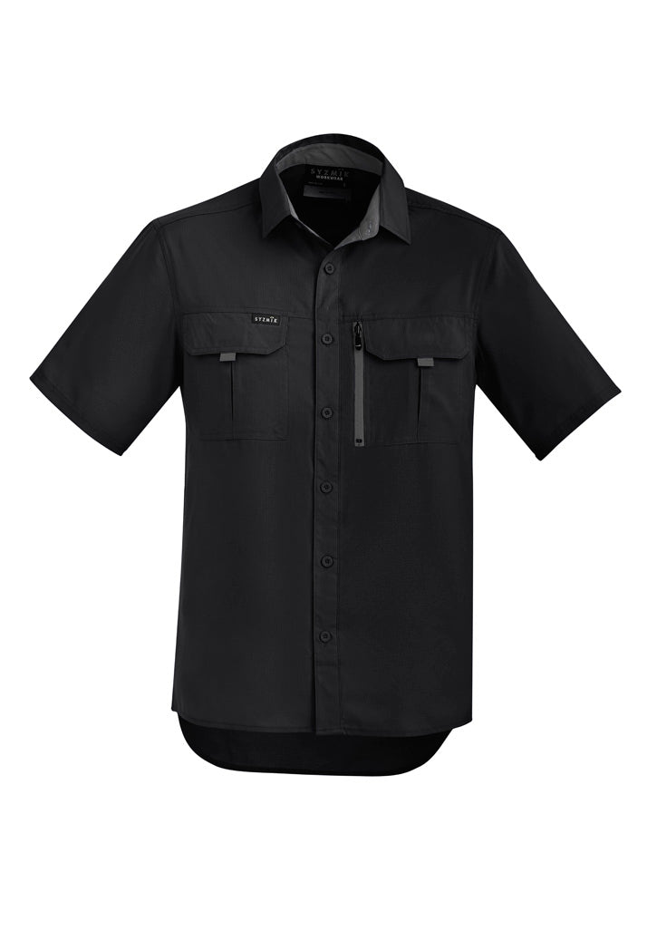 Mens Outdoor Short Sleeve Shirt in Black