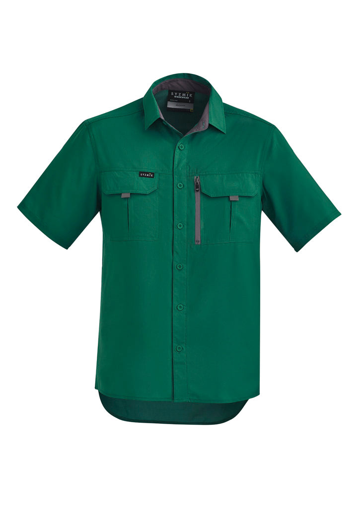 Mens Outdoor Short Sleeve Shirt in Green