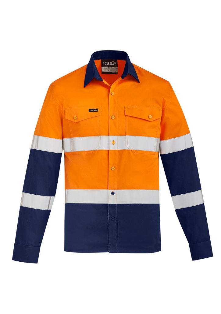 Mens Lightweight Bio Motion Long Sleeve Shirt in Orange/Navy