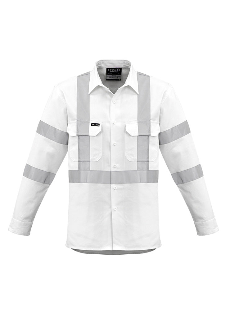 Mens Bio Motion X Back Taped Long Sleeve Shirt in White