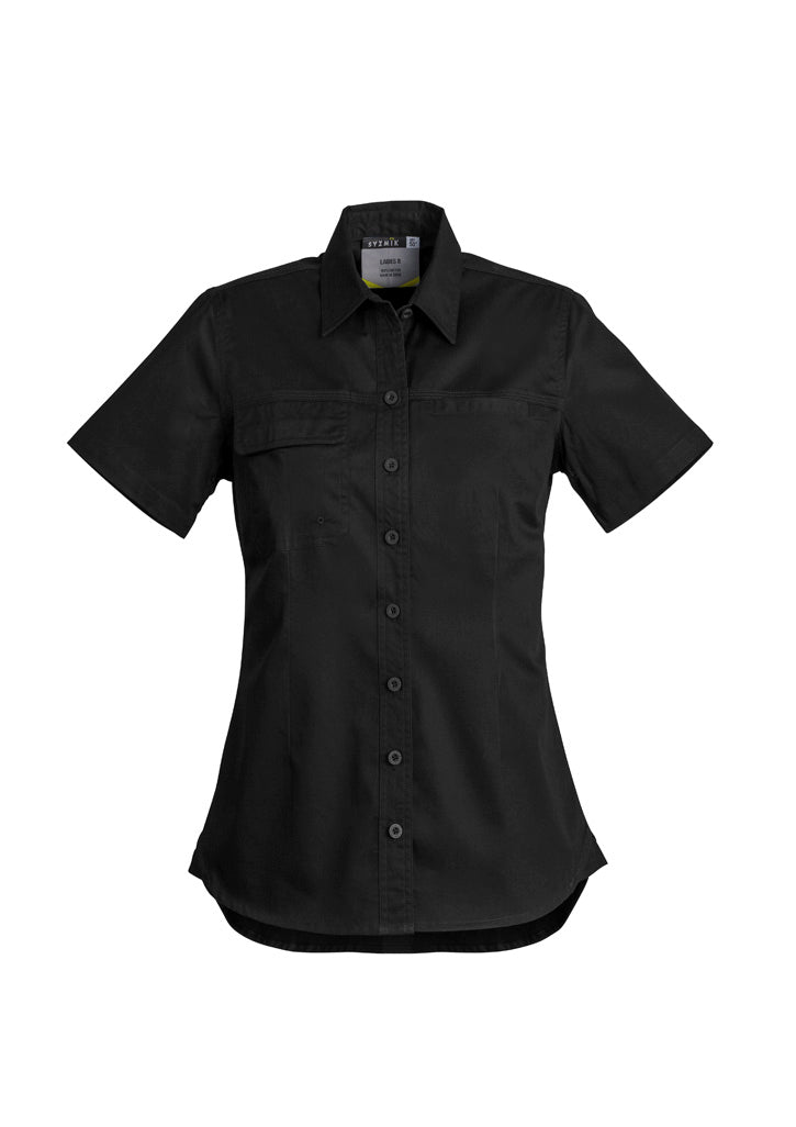 Womens Lightweight Tradie Short Sleeve Shirt in Black