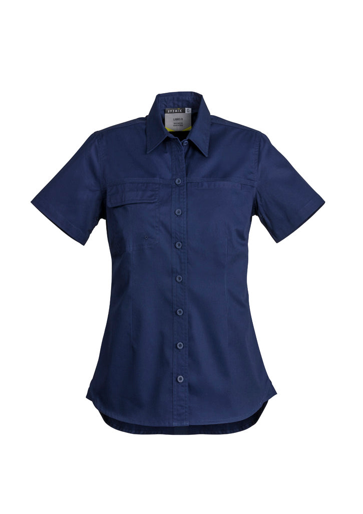 Womens Lightweight Tradie Short Sleeve Shirt in Blue
