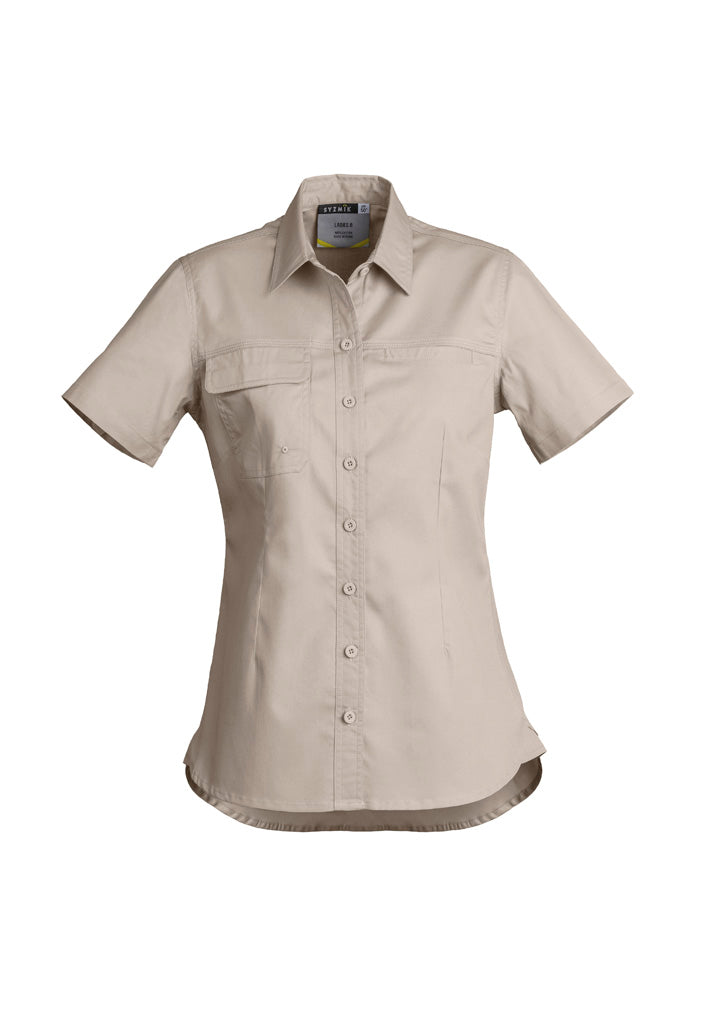 Womens Lightweight Tradie Short Sleeve Shirt in Sand