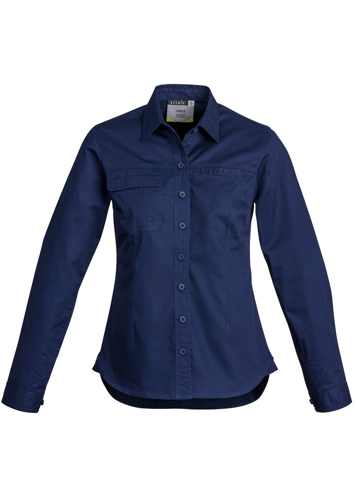Womens Lightweight Tradie Long Sleeve Shirt in Blue