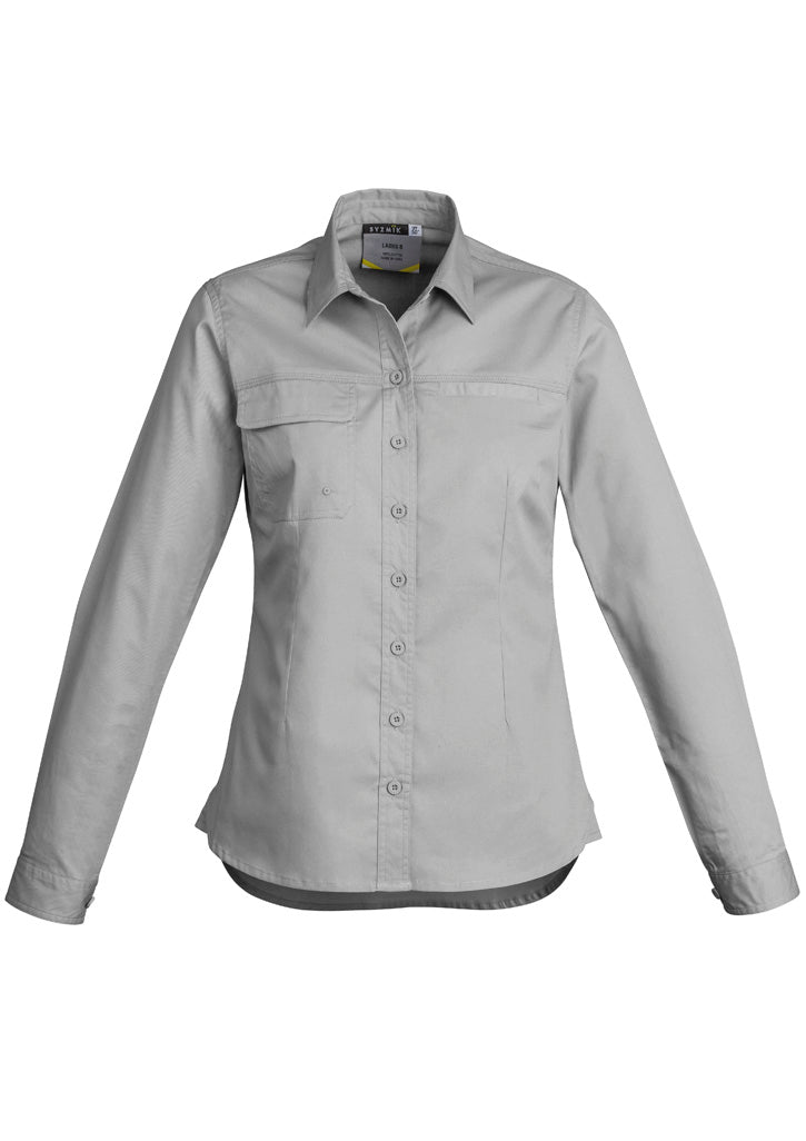 Womens Lightweight Tradie Long Sleeve Shirt in Grey