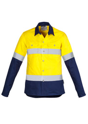 Womens Industrial Long Sleeve Shirt - Hoop Taped in Yellow/Navy