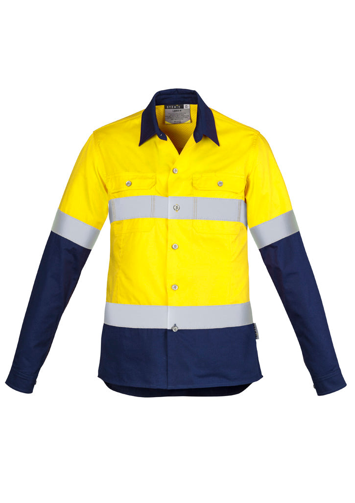 Womens Industrial Long Sleeve Shirt - Hoop Taped in Yellow/Navy